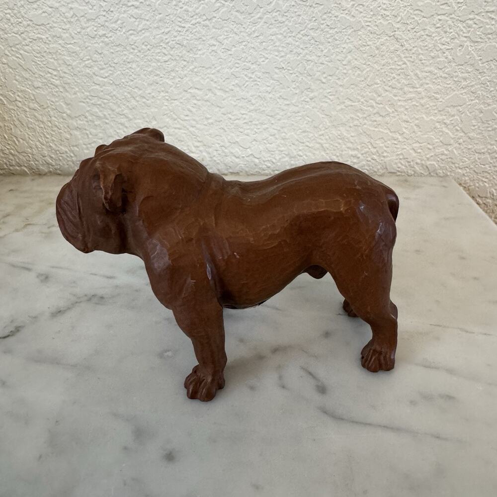 Vintage Red Mill Standing English Bulldog Pecan Shell Resin Art Brown Dog. - Picture 2 of 7